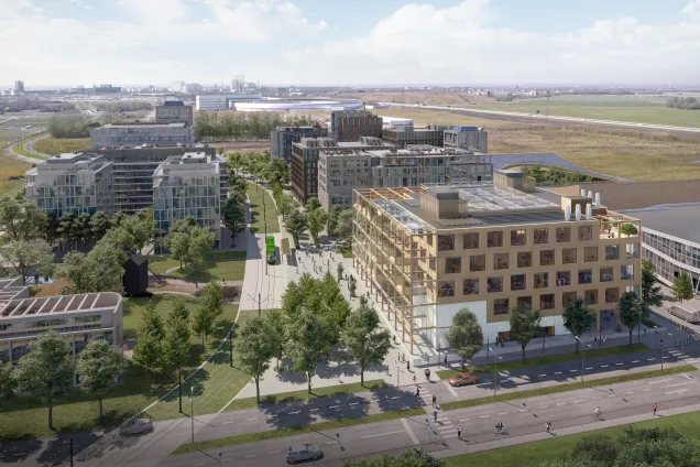 Byggnader i ny stadsdel. Ilustration: Wihlborgs fastigheter.