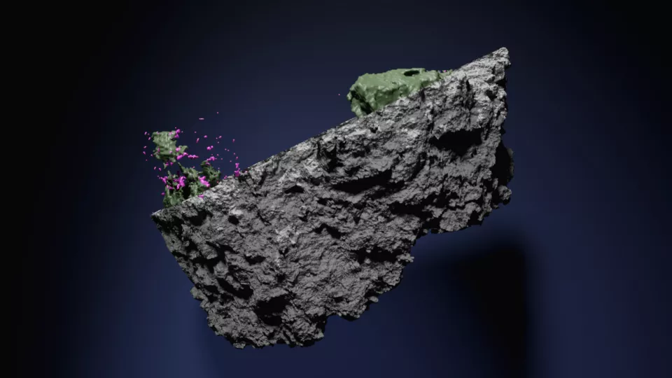 Meteorit. 3D-rendering.