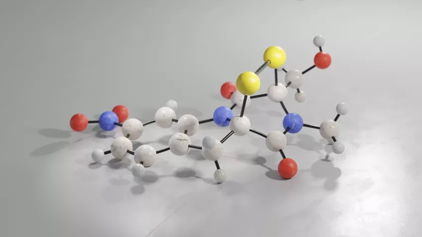 Modell av en molekyl. Foto.